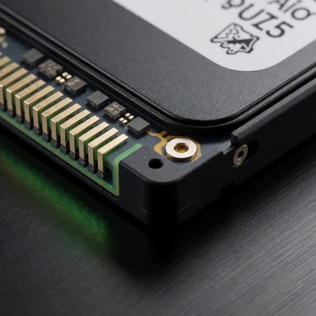 Unidad SSD NVMe sobre superficie oscura