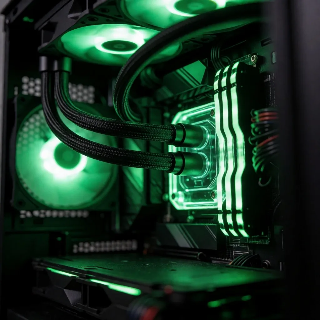 Sistema de refrigeración líquida instalado en un gabinete gaming